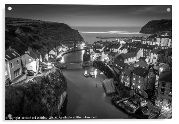 Staithes at Dusk Acrylic by Richard Whitley