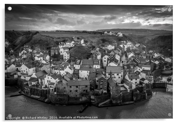 Staithes Village Acrylic by Richard Whitley