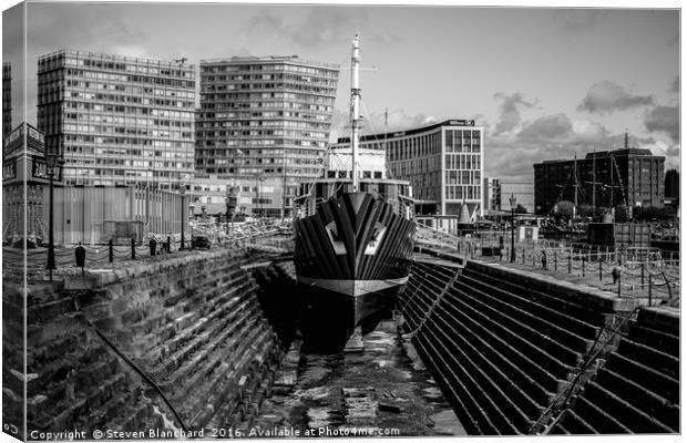 Dry dock black and white Canvas Print by Steven Blanchard