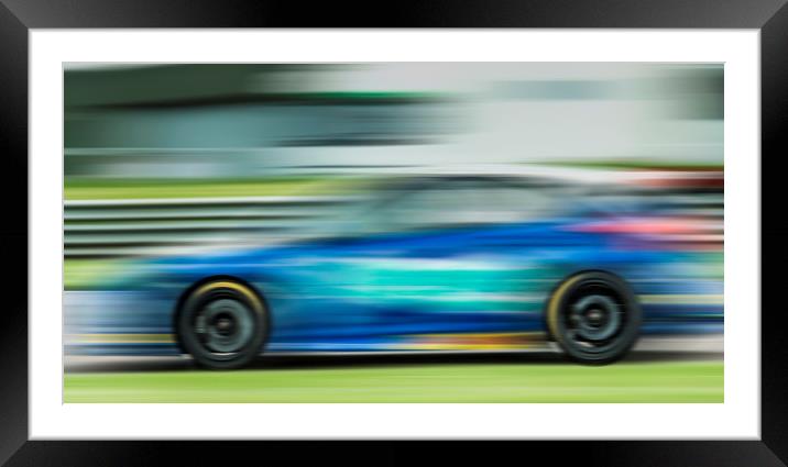 Racing car motion blur  Framed Mounted Print by Shaun Jacobs
