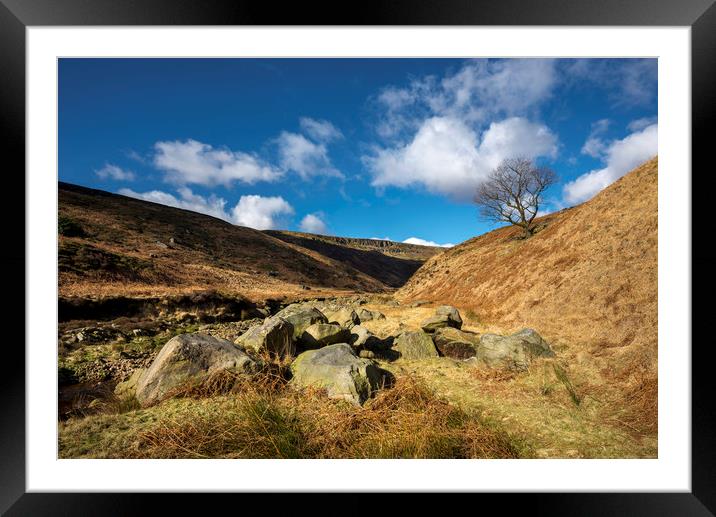 A sunny winters day at Crowden Framed Mounted Print by Andrew Kearton