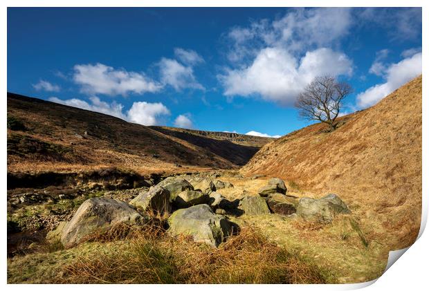 A sunny winters day at Crowden Print by Andrew Kearton