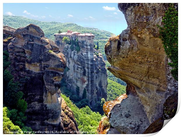 Monastery At Meteora Print by Peter Yardley