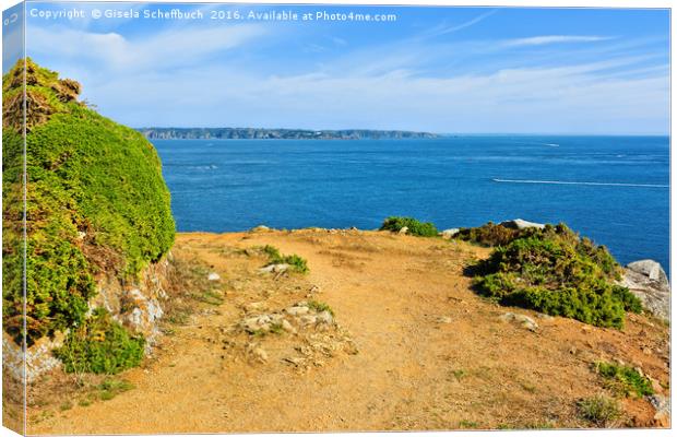 Cliff Path on the Channel Island of Herm Canvas Print by Gisela Scheffbuch