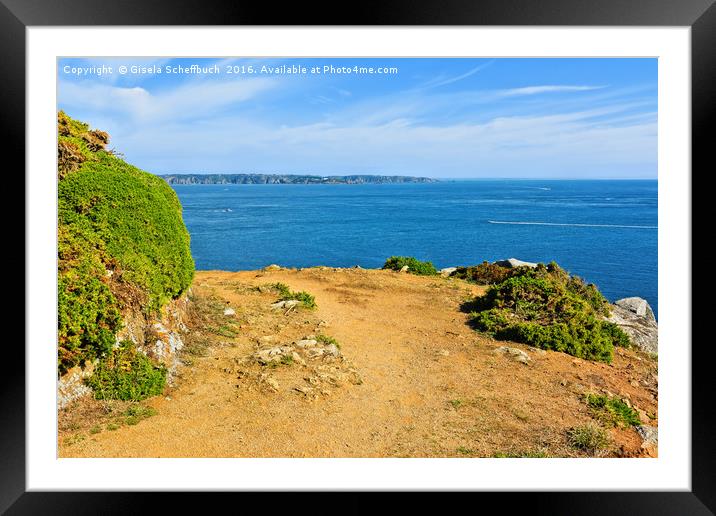 Cliff Path on the Channel Island of Herm Framed Mounted Print by Gisela Scheffbuch