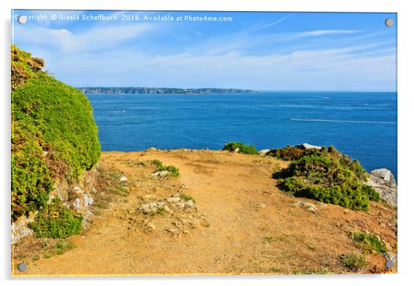 Cliff Path on the Channel Island of Herm Acrylic by Gisela Scheffbuch