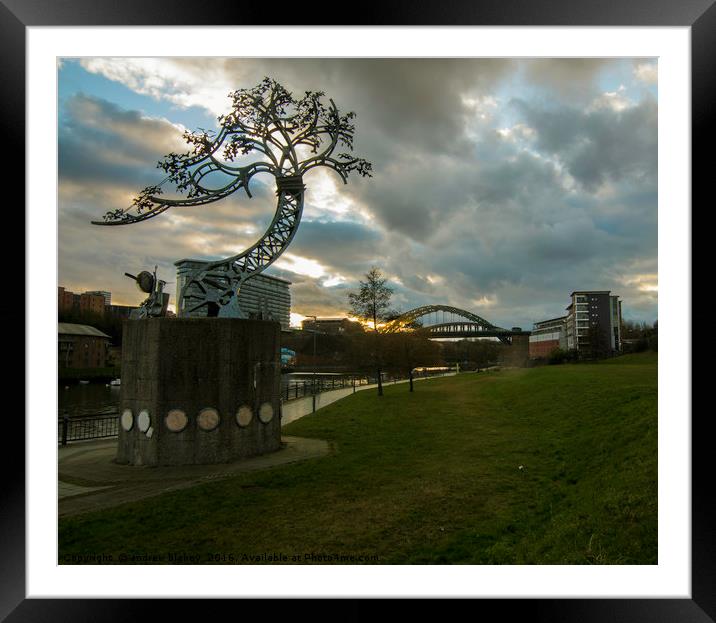 Shadows of Another Light, Sunderland Framed Mounted Print by andrew blakey