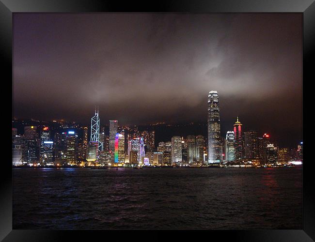 HK Island Lights Framed Print by Mark Burnett