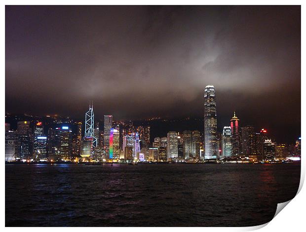 HK Island Lights Print by Mark Burnett