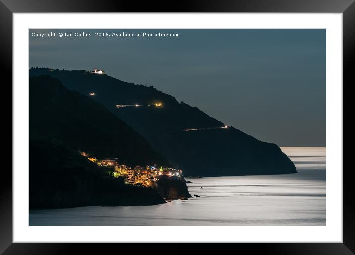Manarola by Moonlight Framed Mounted Print by Ian Collins