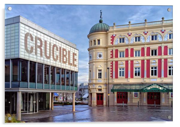 Crucible and Lyceum Theatres, Sheffield  Acrylic by Darren Galpin
