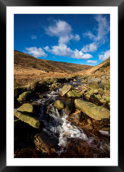 Crowden brook Framed Mounted Print by Andrew Kearton