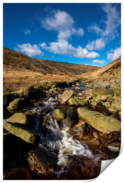 Crowden brook Print by Andrew Kearton
