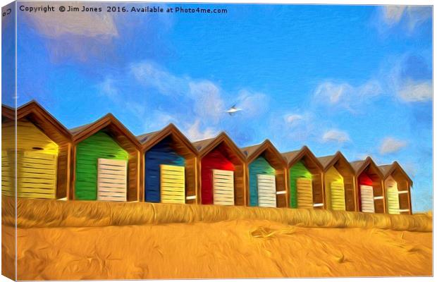 Beach Huts with artistic filter Canvas Print by Jim Jones
