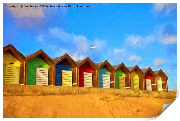 Beach Huts with artistic filter Print by Jim Jones