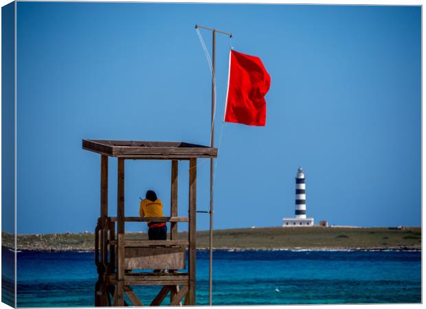 Lifeguard Looks Out to Sea Canvas Print by Jon Rendle