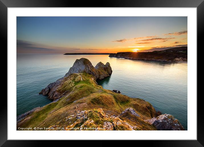 Three Cliffs Bay, Gower Framed Mounted Print by Dan Santillo