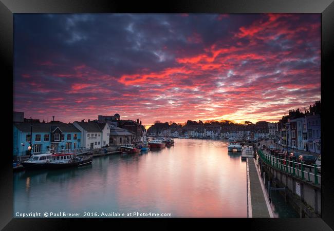 Weymouth Harbour at Sunrise Framed Print by Paul Brewer