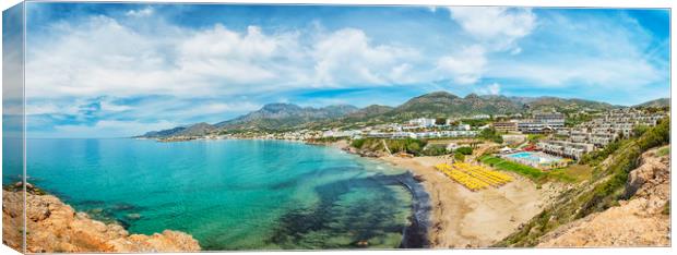 Makrygialos Coastline Panorama Canvas Print by Antony McAulay