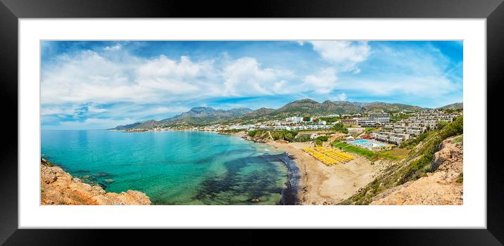 Makrygialos Coastline Panorama Framed Mounted Print by Antony McAulay