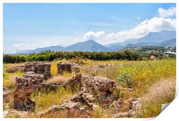 Roman Villa Ruins at Makry Gialos Print by Antony McAulay