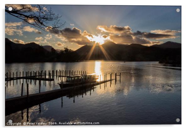 Last Light Over Derwentwater Acrylic by Peter Yardley