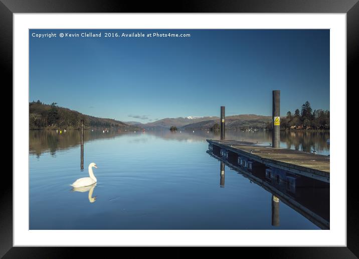 White Swan at Lake Windermere Framed Mounted Print by Kevin Clelland