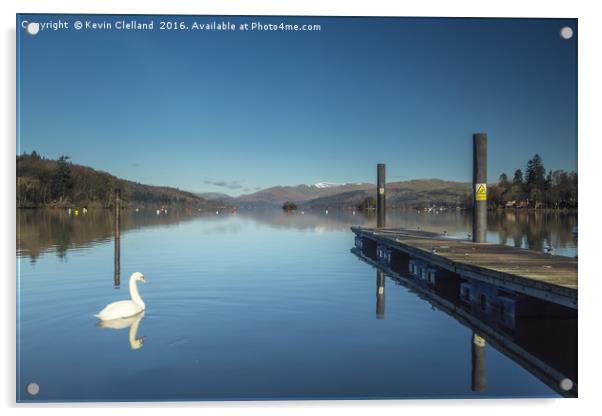 White Swan at Lake Windermere Acrylic by Kevin Clelland