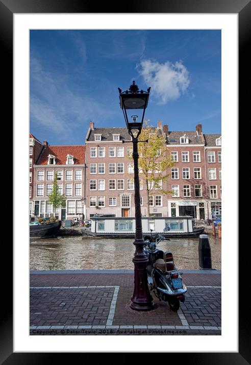 Canalside, Amsterdam Framed Mounted Print by Peter Towle