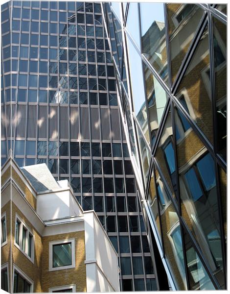 Reflected buildings Canvas Print by Howard Corlett