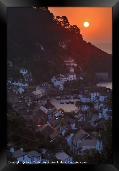 Morning light in Polperro, Cornwall Framed Print by Peter Towle