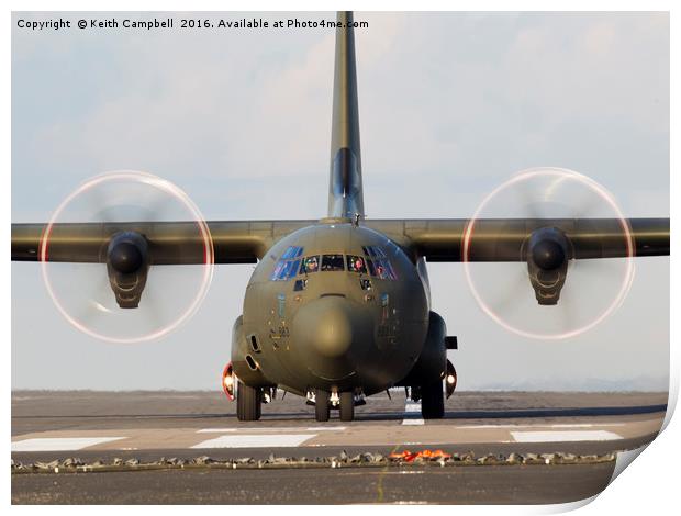 Royal Air Force C-130 Hercules props Print by Keith Campbell