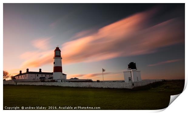 Souter Lighthouse sunset Print by andrew blakey