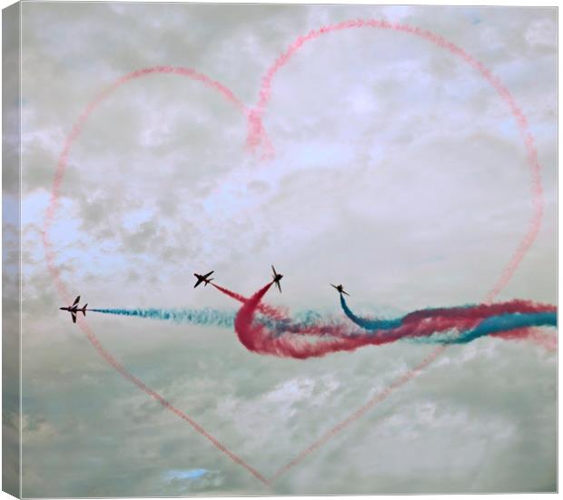 Red Arrows love Heart Canvas Print by David Martin