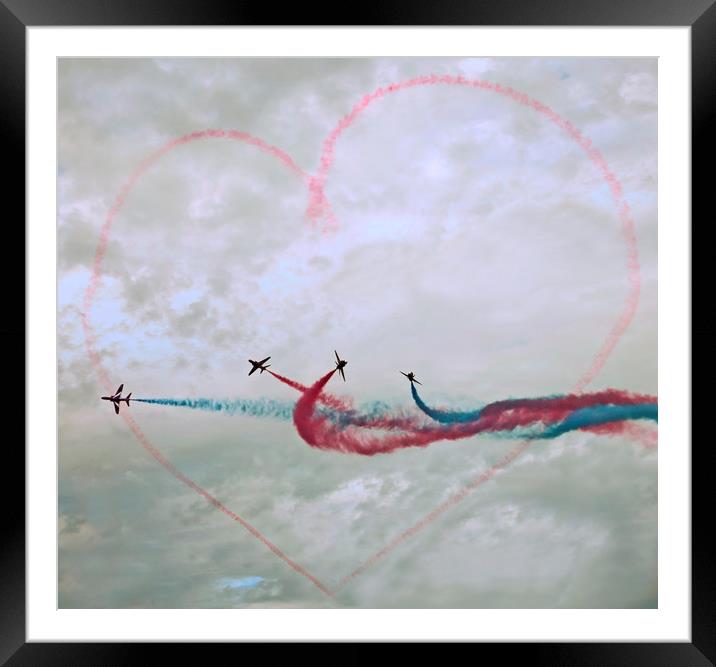 Red Arrows love Heart Framed Mounted Print by David Martin