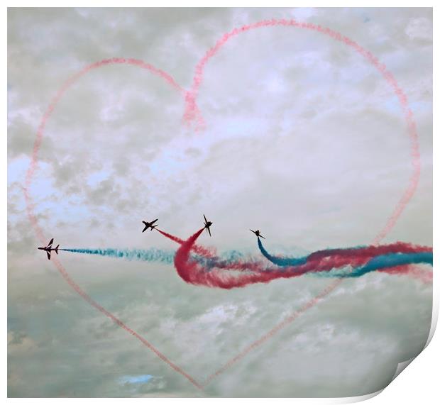 Red Arrows love Heart Print by David Martin