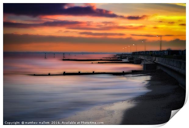 Dovercourt Beach At Sunset Print by matthew  mallett