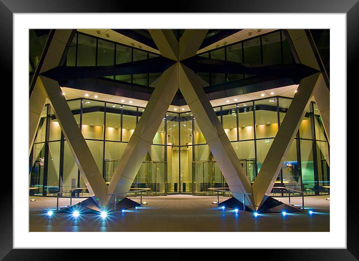 Gherkin at night Framed Mounted Print by David French