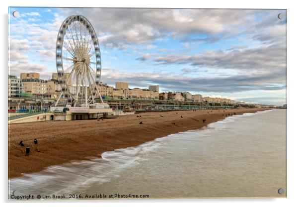 Brighton Beach and Wheel Acrylic by Len Brook