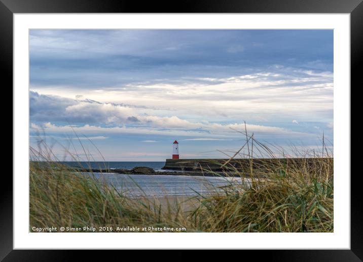 Berwick Lighthouse and Pier  Framed Mounted Print by Simon Philp