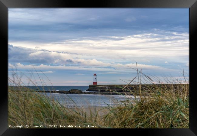 Berwick Lighthouse and Pier  Framed Print by Simon Philp