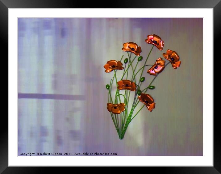 Wall flower with textured colour background Framed Mounted Print by Robert Gipson
