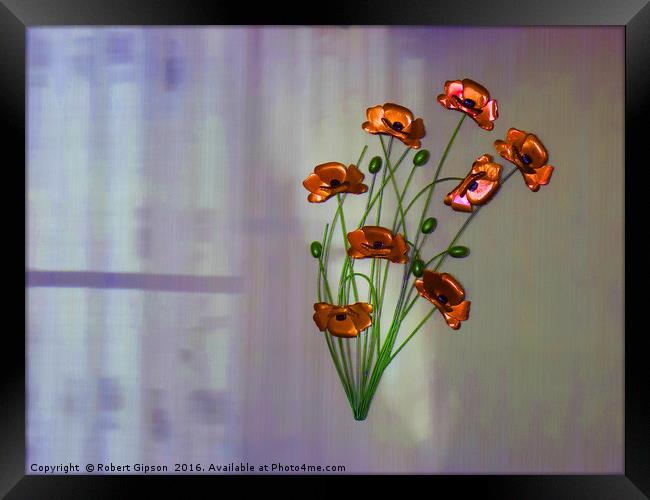 Wall flower with textured colour background Framed Print by Robert Gipson