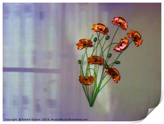 Wall flower with textured colour background Print by Robert Gipson