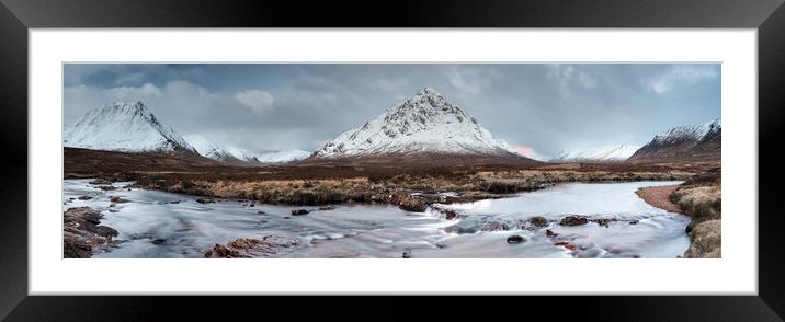 Creise and Buachaille Etive Mor Panorama Framed Mounted Print by Grant Glendinning