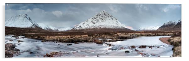 Creise and Buachaille Etive Mor Panorama Acrylic by Grant Glendinning