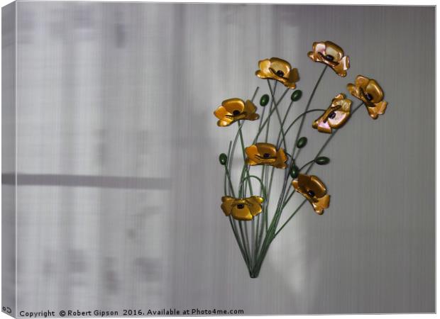 Wall flowers gold with textured colour background Canvas Print by Robert Gipson