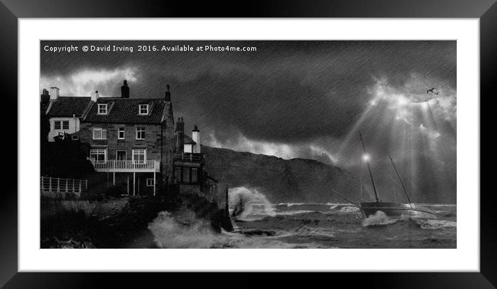 Storm at Robin Hood Bay Framed Mounted Print by David Irving
