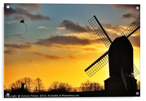 Sunset at Brill Windmill Acrylic by Victoria Timms