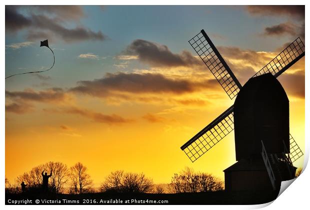 Sunset at Brill Windmill Print by Victoria Timms
